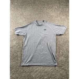 Under Armour Shirt Mens Large Gray Black Lightweight Athletic Cotton Blend FLAW